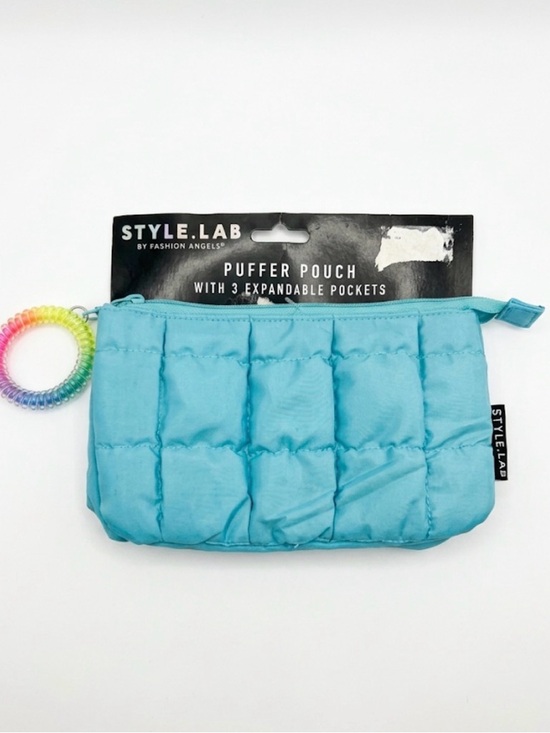 Fashion Angels Handbags - Aqua Puffer Pouch with 3 Expandable Pockets and Rainbow Key Ring